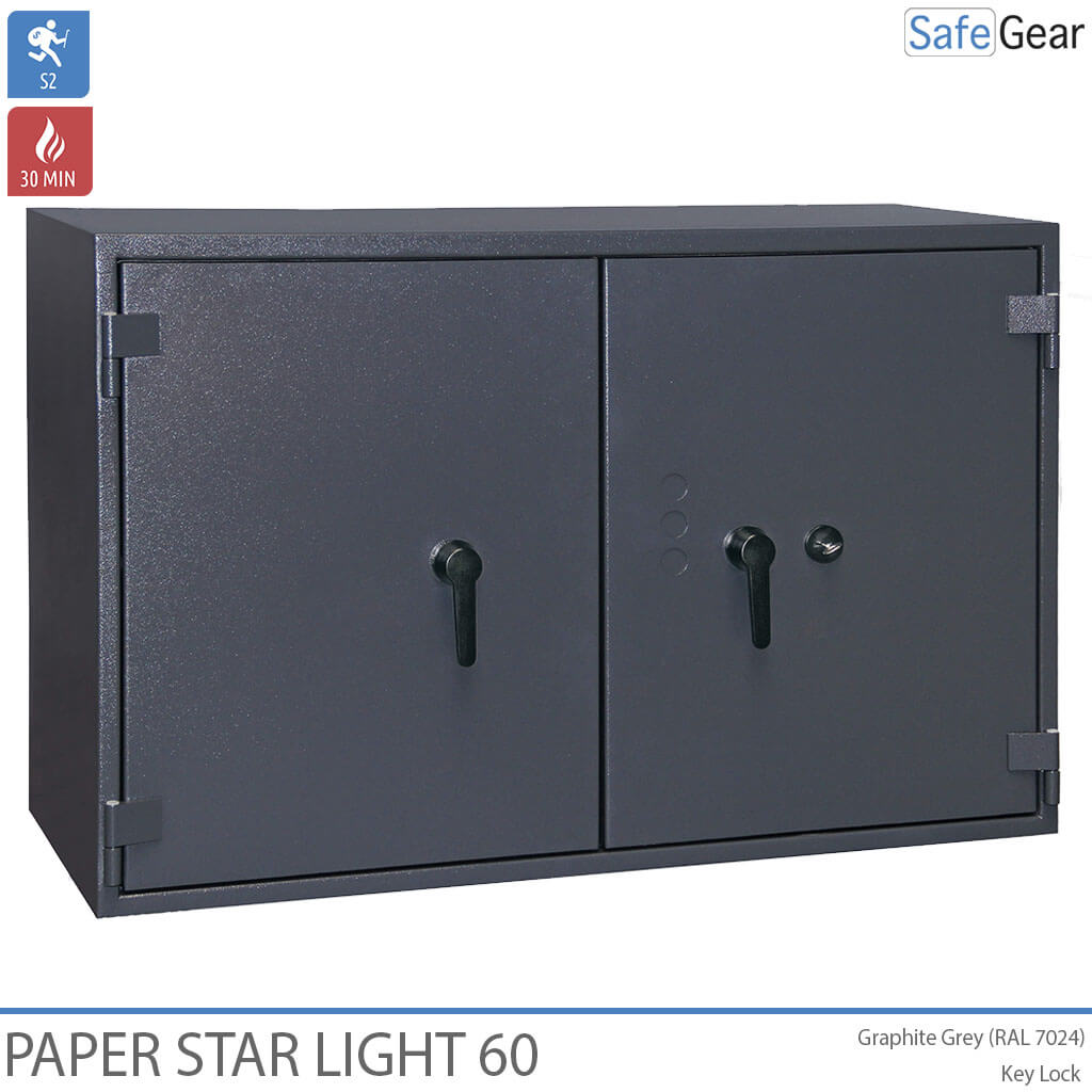 Paper Star Light 60 Document Safe - 28 Binders - Burglary Test S2 / Fire Test 30m