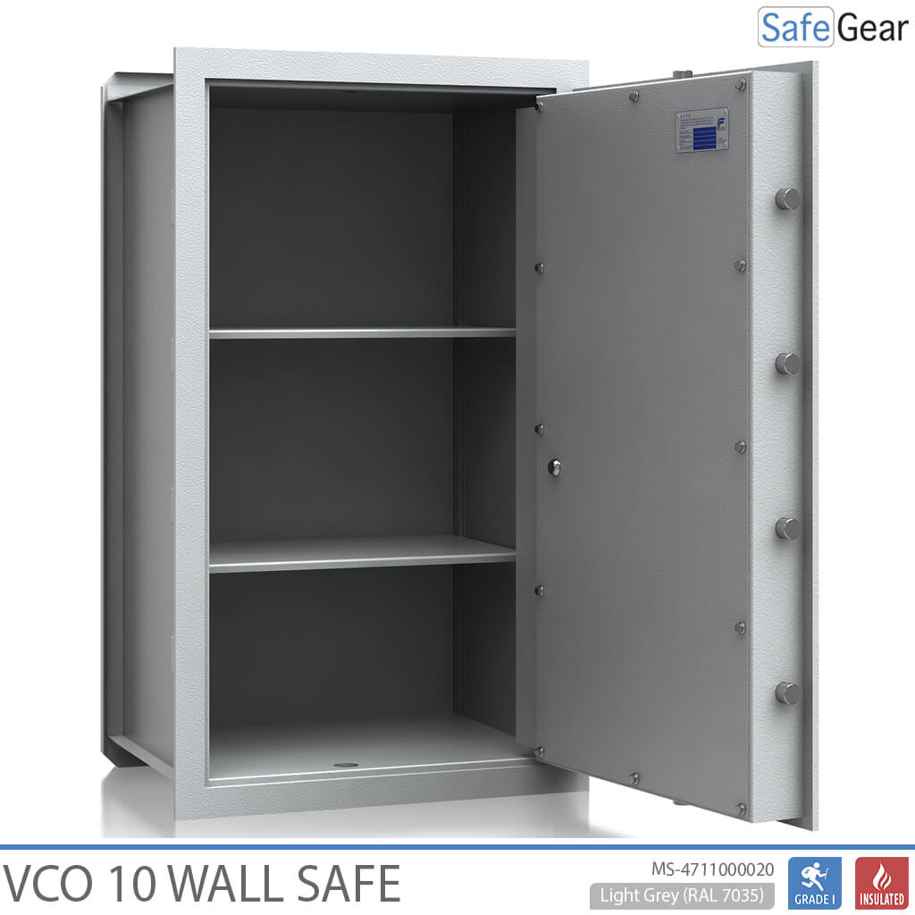 VCO 10 Wall Safe (139 L) - Burglary test Grade 1 - Light grey - Key lock
