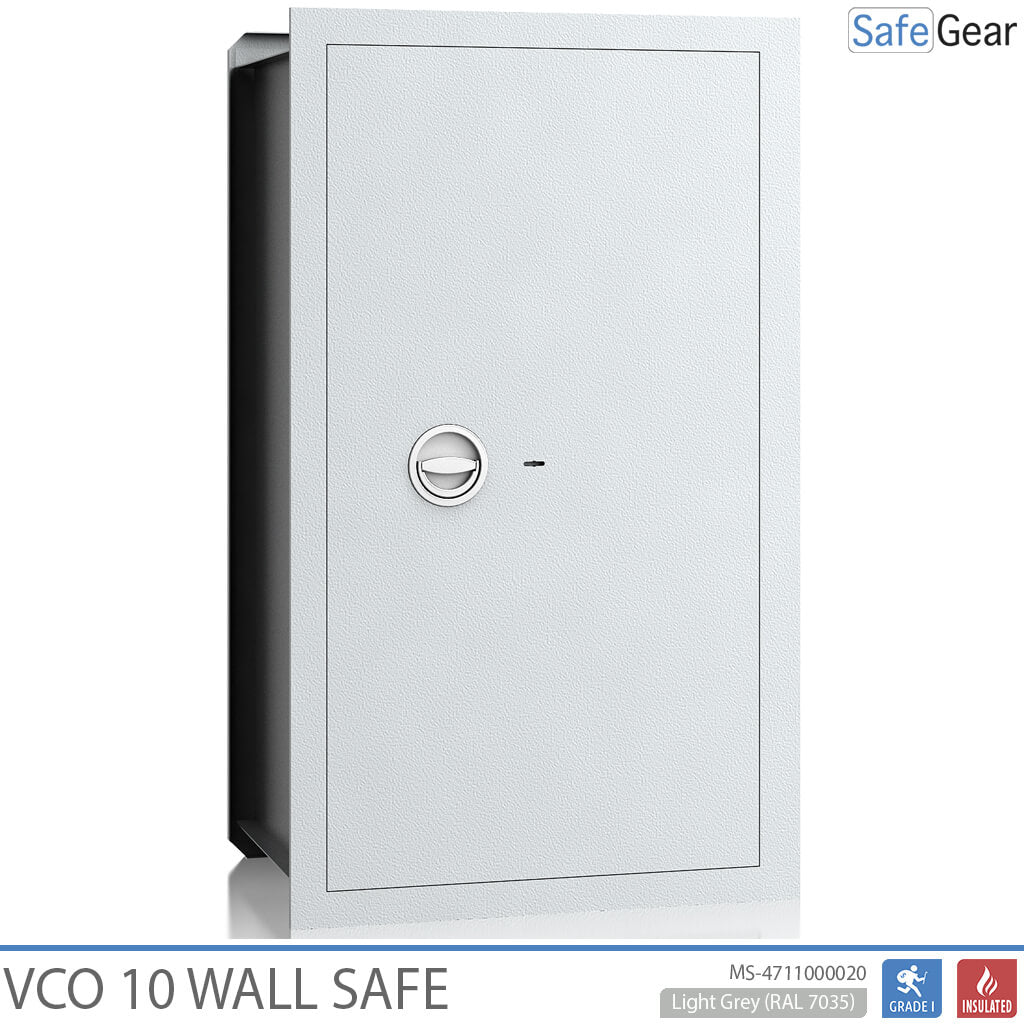 VCO 10 Wall Safe (139 L) - Burglary test Grade 1 - Light grey - Key lock